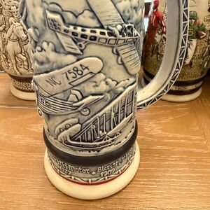Avon Blue and Cream Ceramic Aviation Stein